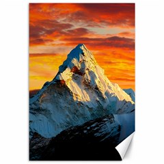 Snow Capped Mountain Himalayas Clouds Landscape Nature Canvas 24  X 36  by Cendanart