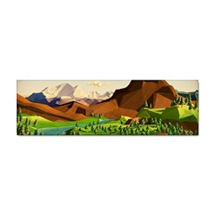 River Between Green Forest With Brown Mountain Sticker Bumper (100 Pack)