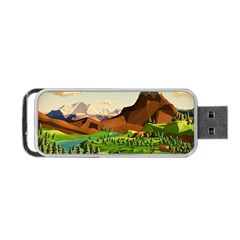 River Between Green Forest With Brown Mountain Portable Usb Flash (one Side)