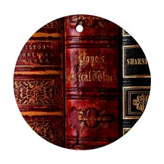 Books Old Round Ornament (Two Sides)