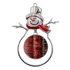 Books Old Metal Snowman Ornament