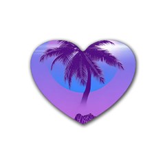 Palm Tree Vaporwave Synthwave Retro Style Rubber Heart Coaster (4 Pack)