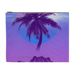 Palm Tree Vaporwave Synthwave Retro Style Cosmetic Bag (xl) by Cendanart