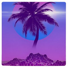 Palm Tree Vaporwave Synthwave Retro Style Uv Print Square Tile Coaster  by Cendanart