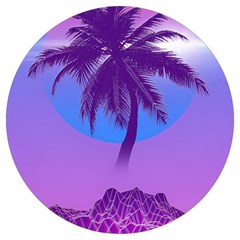 Palm Tree Vaporwave Synthwave Retro Style Round Trivet