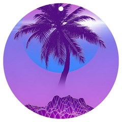 Palm Tree Vaporwave Synthwave Retro Style Uv Print Acrylic Ornament Round by Cendanart