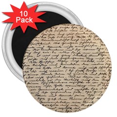 Close Up Photo Of Black Text Old Handwriting Leave Old Script 3  Magnets (10 Pack)  by Cendanart