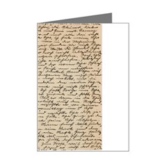 Close Up Photo Of Black Text Old Handwriting Leave Old Script Mini Greeting Card by Cendanart