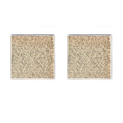 Close Up Photo Of Black Text Old Handwriting Leave Old Script Cufflinks (square) by Cendanart