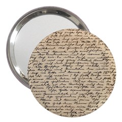Close Up Photo Of Black Text Old Handwriting Leave Old Script 3  Handbag Mirrors by Cendanart