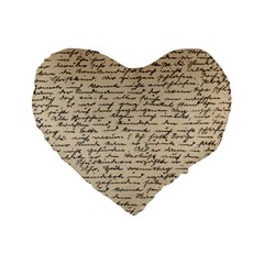 Close Up Photo Of Black Text Old Handwriting Leave Old Script Standard 16  Premium Heart Shape Cushions by Cendanart