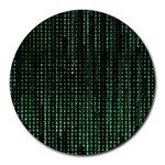 Green Matrix Code Illustration Digital Art Portrait Display Round Mousepad Front