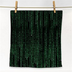 Green Matrix Code Illustration Digital Art Portrait Display Face Towel