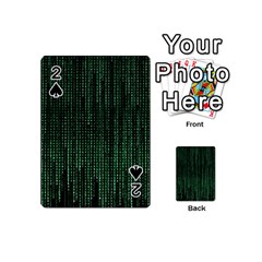 Green Matrix Code Illustration Digital Art Portrait Display Playing Cards 54 Designs (mini)