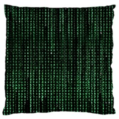 Green Matrix Code Illustration Digital Art Portrait Display Large Premium Plush Fleece Cushion Case (two Sides)