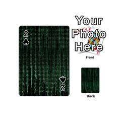 Green Matrix Code Illustration Digital Art Portrait Display Playing Cards 54 Designs (mini) by Cendanart