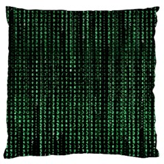 Green Matrix Code Illustration Digital Art Portrait Display Large Cushion Case (two Sides) by Cendanart