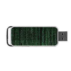 Green Matrix Code Illustration Digital Art Portrait Display Portable Usb Flash (one Side) by Cendanart