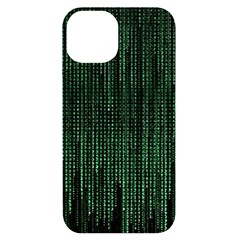 Green Matrix Code Illustration Digital Art Portrait Display Iphone 14 Black Uv Print Case by Cendanart