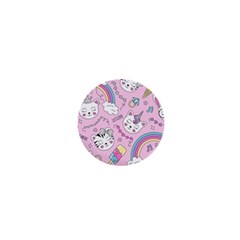 Beautiful Cute Animals Pattern Pink 1  Mini Buttons by Grandong