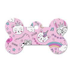 Beautiful Cute Animals Pattern Pink Dog Tag Bone (two Sides) by Grandong