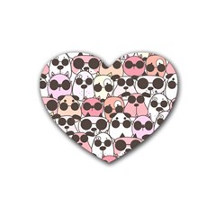 Cute Dog Seamless Pattern Background Rubber Heart Coaster (4 Pack)
