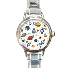 Set Cartoon Symbol Pattern Round Italian Charm Watch by Bedest