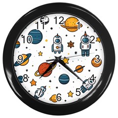 Set Cartoon Symbol Pattern Wall Clock (black)