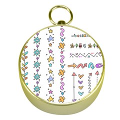 Doodles Border Letter Ornament Gold Compasses by Bedest