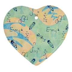 Background School Doodles Graphic Heart Ornament (two Sides) by Bedest