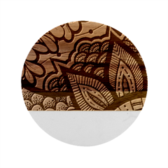 Flower Mandala Pattern Doodle Marble Wood Coaster (round)