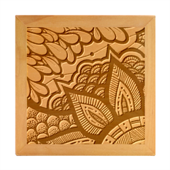 Flower Mandala Pattern Doodle Wood Photo Frame Cube