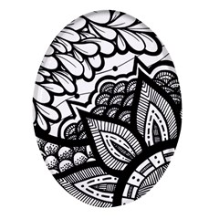 Flower Mandala Pattern Doodle Oval Glass Fridge Magnet (4 Pack) by Bedest