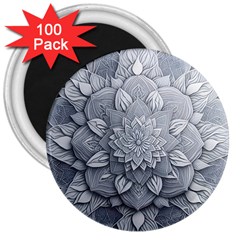 Flower Ornament Graphic Ornate 3  Magnets (100 Pack)