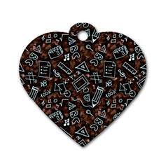 Doodles School Background Art Pattern Dog Tag Heart (one Side)