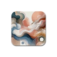 Abstract Pastel Waves Organic Rubber Square Coaster (4 Pack) by Grandong