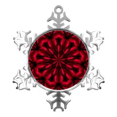 Kaleidoscope Template Red Abstract Metal Small Snowflake Ornament by Grandong
