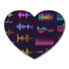 Colorful Sound Wave Set Heart Mousepad by Bedest