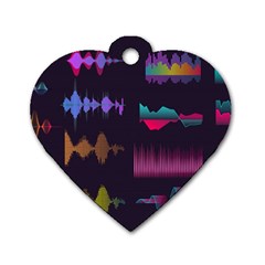 Colorful Sound Wave Set Dog Tag Heart (one Side) by Bedest