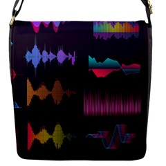 Colorful Sound Wave Set Flap Closure Messenger Bag (s) by Bedest