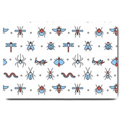 Insects Icons Square Seamless Pattern Large Doormat by Bedest