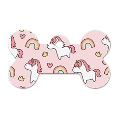 Cute Unicorn Rainbow Seamless Pattern Background Dog Tag Bone (one Side) by Bedest