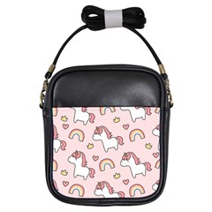 Cute Unicorn Rainbow Seamless Pattern Background Girls Sling Bag by Bedest