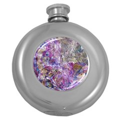 Abstract Pebbles Round Hip Flask (5 Oz) by kaleidomarblingart