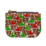 Brown & Green Cute Xmas Dogs Print Mini Coin Purse Front