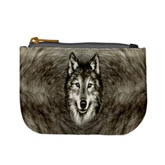 Gray Husky Wolf Dog Print Mini Coin Purse