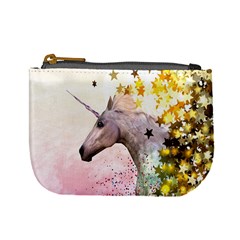 Golden Stars Pink Unicorn Seamless Mini Coin Purse