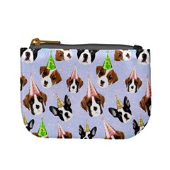 Birthday Dog Blue Cute Pattern Medium Purple Mini Coin Purse