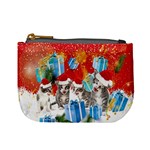 Red Stars Snow Xmas Music Cat Mini Coin Purse Front