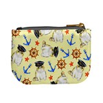 Cute Sailor Kitty Cat Anchors Pattern Light Yellow Mini Coin Purse Back